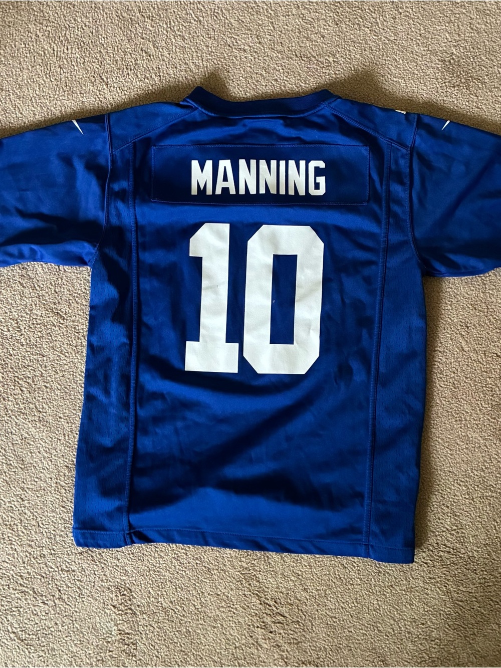 NY Giant’s Blue Kids Large, Elli Manning Football Jersey w/ # 10